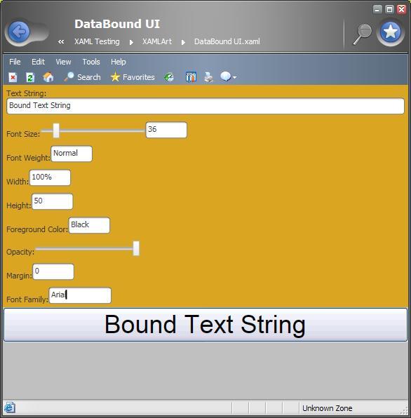 Screen shot of DataBound UI example